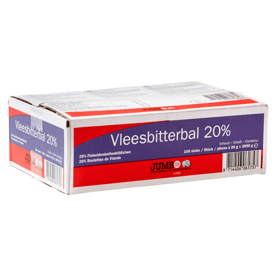 111014 Vleesbitterbal 20% doos 100x20gr