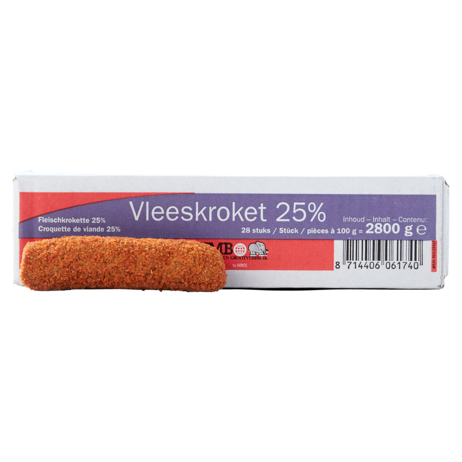 112017 Vleeskroket 25% doos 28x100gr