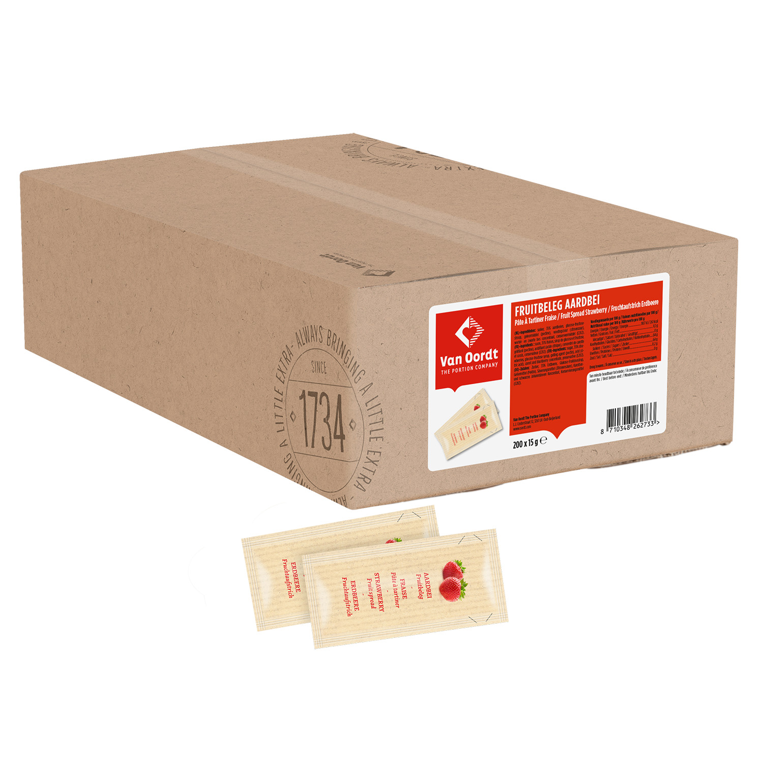 542027 Fruitbeleg Aardbei Zakje doos 200x15gr