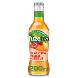 653703 Fuze Tea Peach Hibiscus Flesjes krat 24x20cl